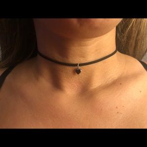 Black heart choker necklace black band